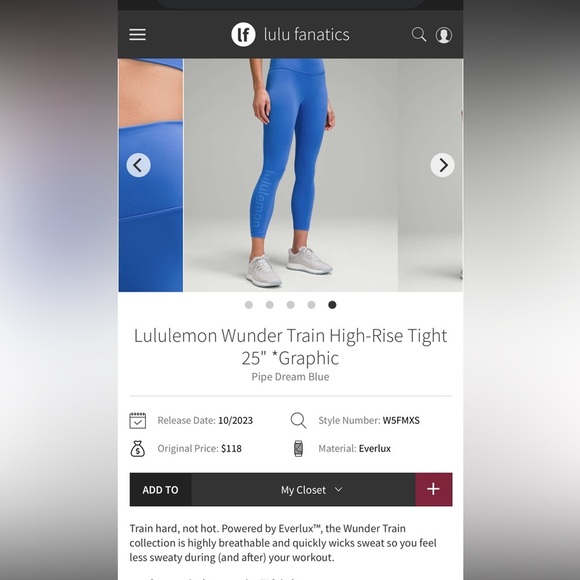 Lululemon Wunder Train High-Rise Tight 25" *Graphic in Pipe Dream Blue - Picture 10 of 10